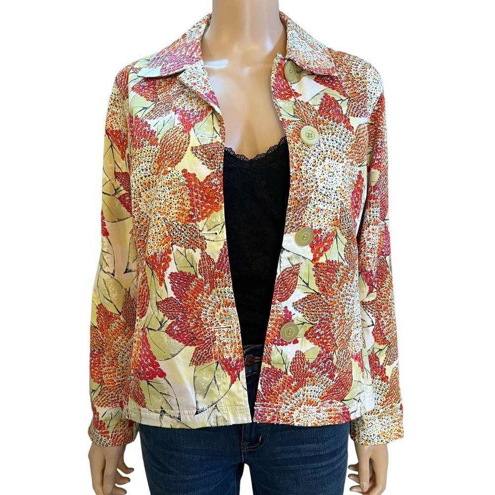 Chico's Floral Lady Bug Print Jacket